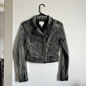Black washed denim jacket